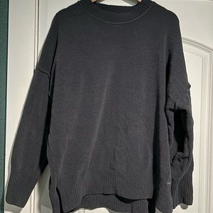 Chenille Charcoal Gray Oversized Crew Sweater